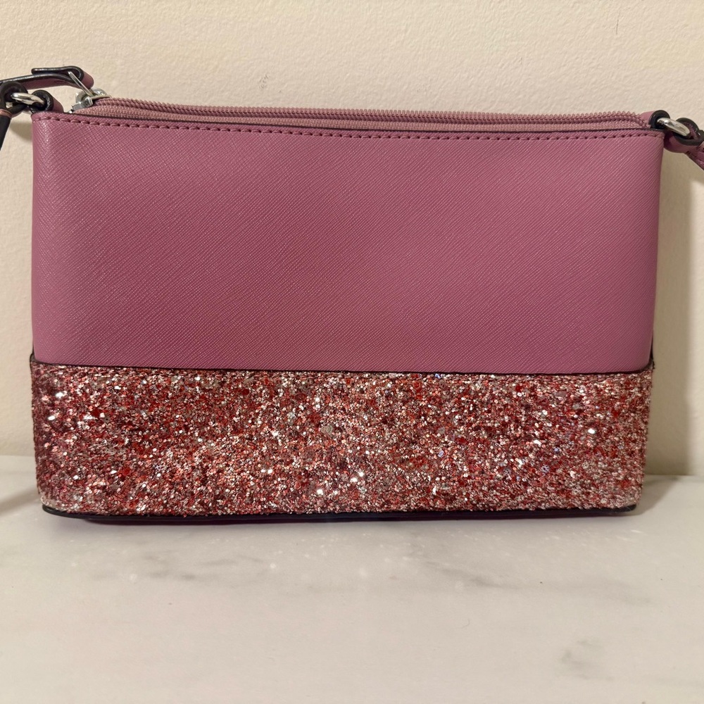Kate Spade Greta Court Ramey Dusty Peony Glitter Crossbody - Picture 4 of 15